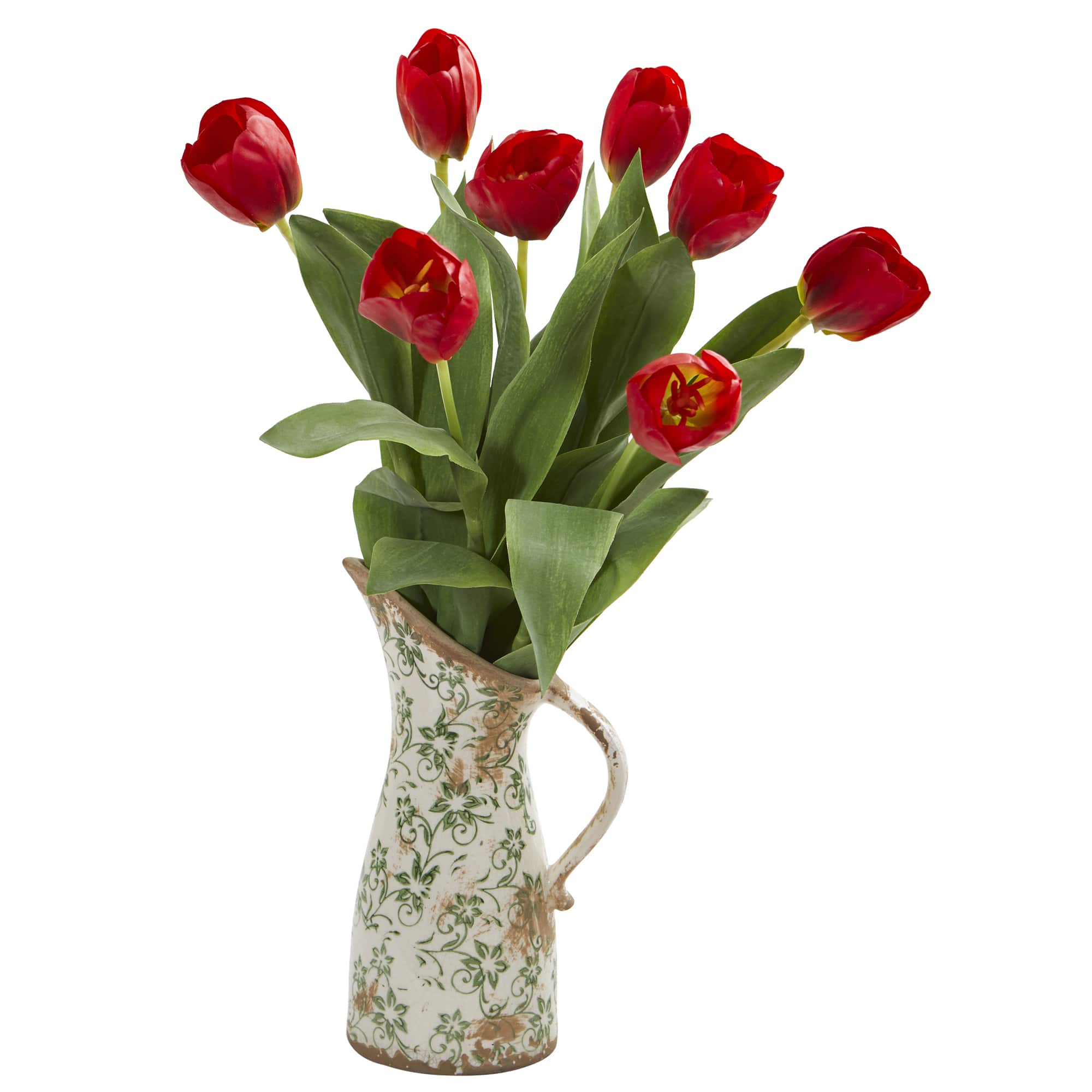19" Tulip Arrangement in Floral Pitcher